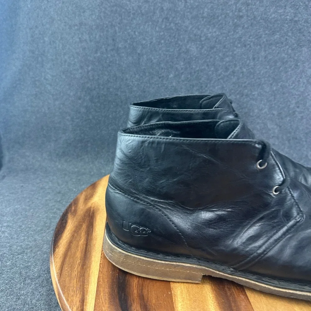 UGG Leighton Black Leather Chukka Boots Mens 13 S/N 3275 Ankle Desert Boots